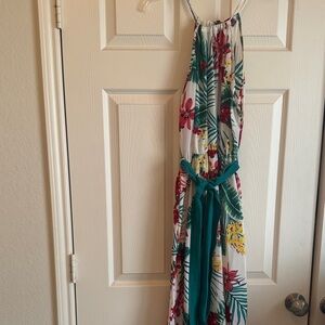 SHEIN Floral Maxi Dress - White, Red, Green